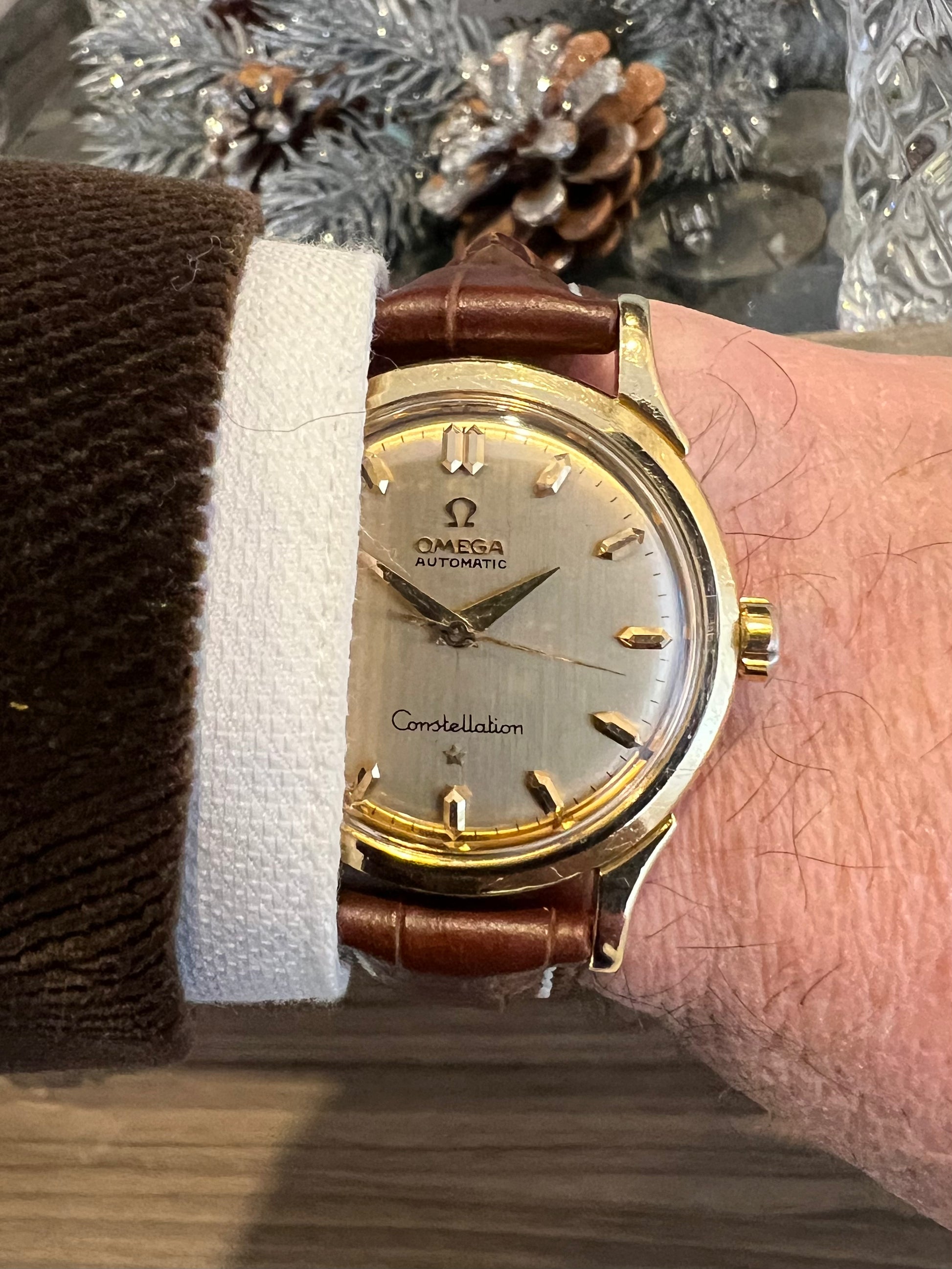 Vintage omega constellation 18k gold watch sale